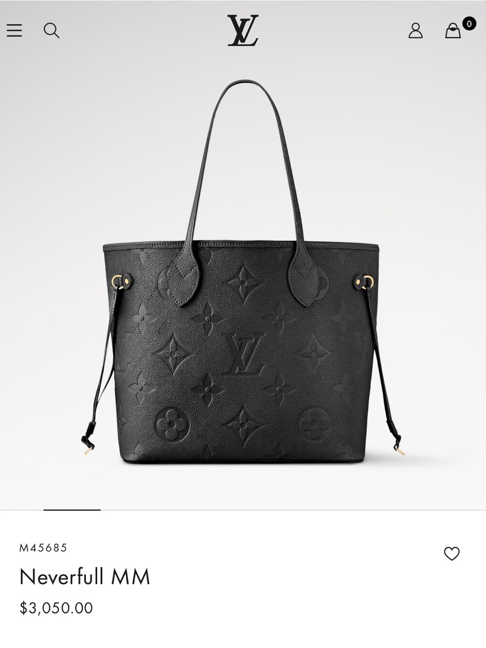 Louis Vuitton Black Monogram Embossed Neverfull MM Tote - Picture 1 of 1